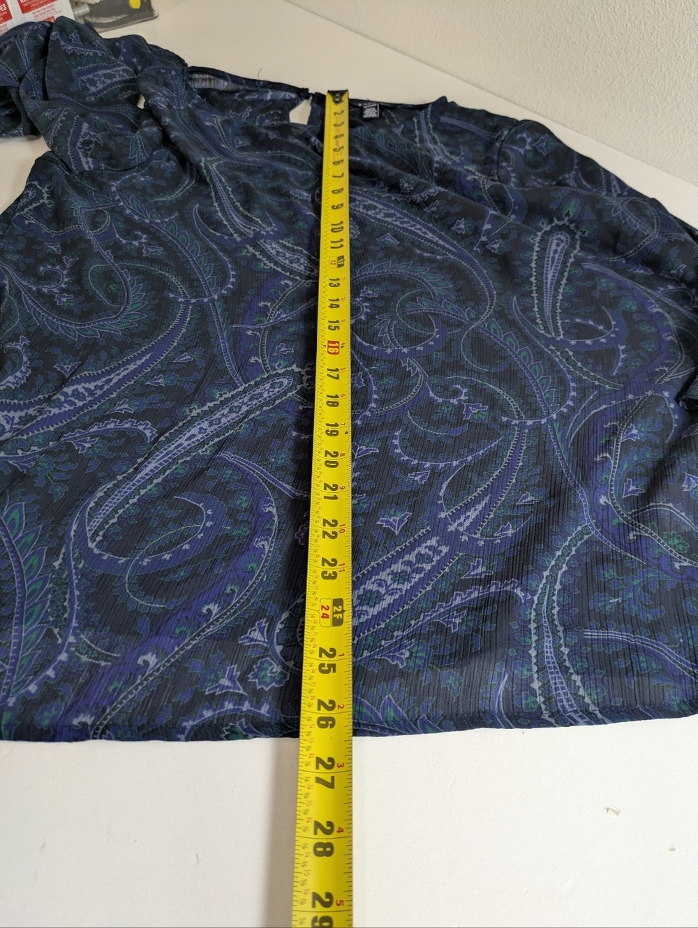 Chaps Women's Sheer Blouse Flare Sleeves Paisley Print Women's Blue Size XXL New - Picture 10 of 12